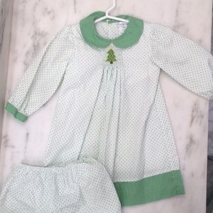 Smocked Christmas dress & bloomers
